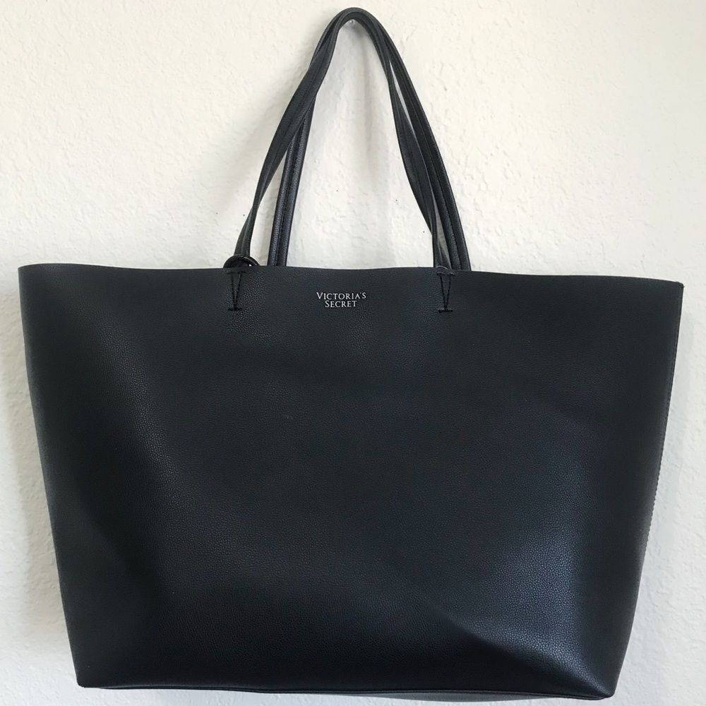 Victoria’s Secret Black Leather Tote Bag